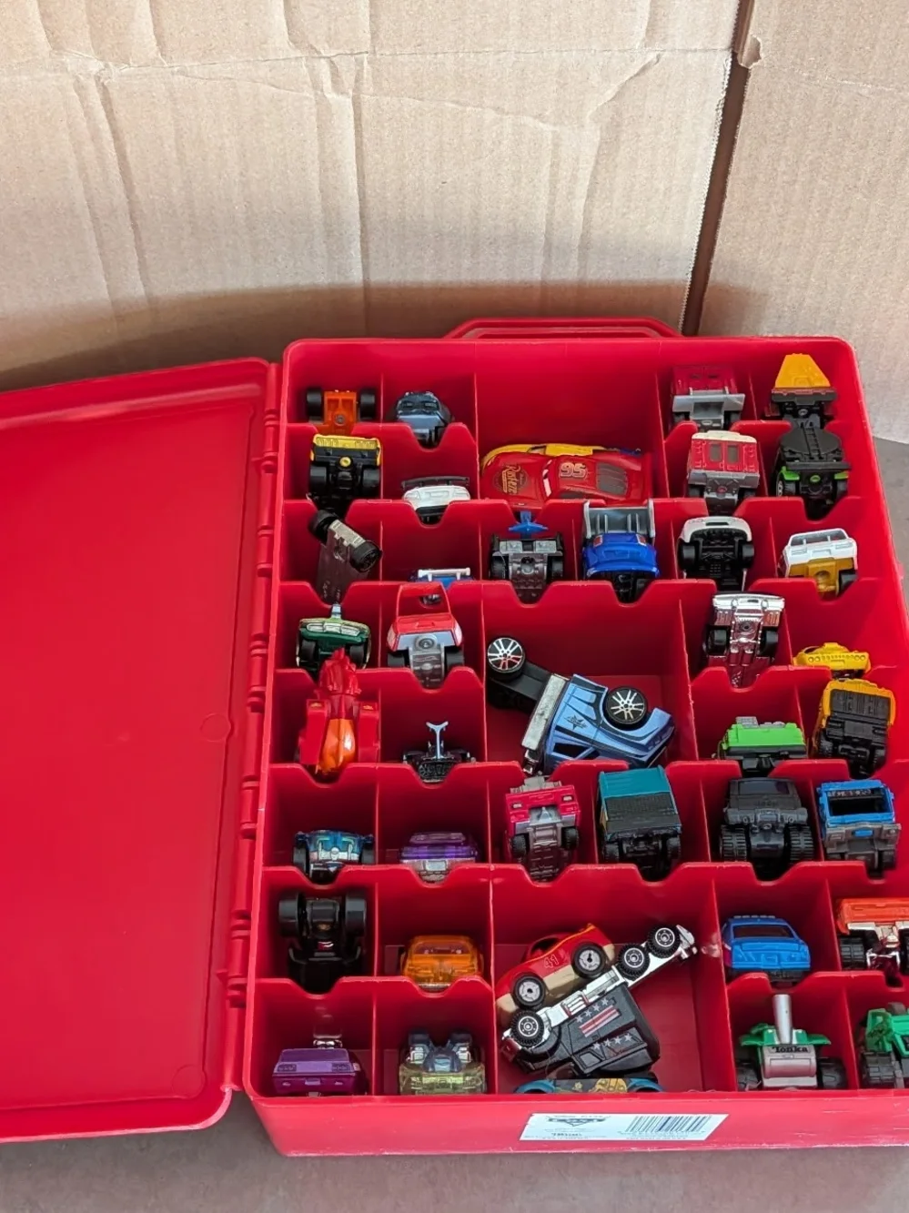 Red Carry Case with Assorted Matchbox Toy Cars